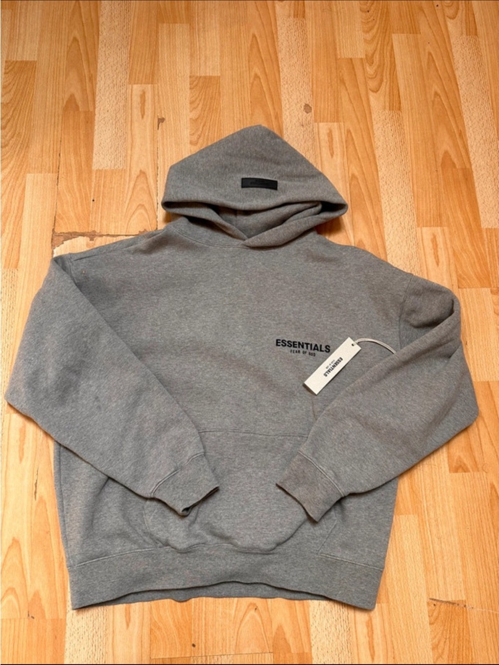 ESSENTIALS Gray Logo Pullover Hoodie - Picture 1 of 1